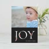 植物で飾られた喜びのフラットホリデー写真カード シーズンカード (スタンド正面)