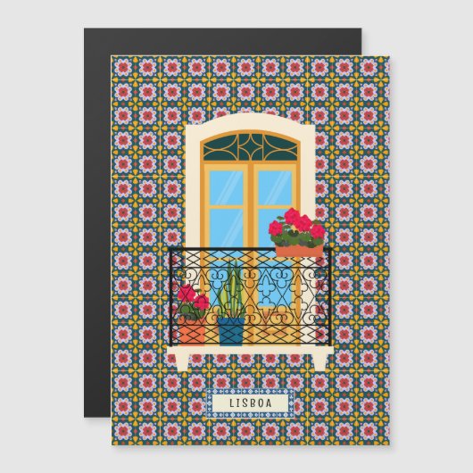 植物とタイルを持つリスボンハウスウィンドウ (正面/裏面)