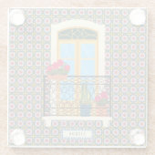 植物とタイルを持つリスボンハウスウィンドウ ガラスコースター (裏面)