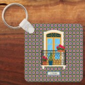 植物とタイルを持つリスボンハウスウィンドウ キーホルダー (正面)