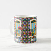 植物とタイルを持つリスボンハウスウィンドウ コーヒーマグカップ (正面左)