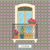 植物とタイルを持つリスボンハウスウィンドウ シール (正面)