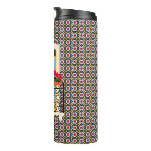 植物とタイルを持つリスボンハウスウィンドウ タンブラー (回転右)