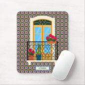 植物とタイルを持つリスボンハウスウィンドウ マウスパッド (マウス)