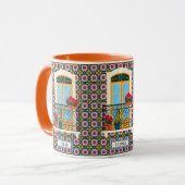 植物とタイルを持つリスボンハウスウィンドウ マグカップ (正面左)