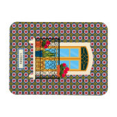 植物とタイルを持つリスボンハウスウィンドウ マグネット (横)