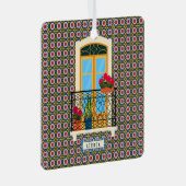 植物とタイルを持つリスボンハウスウィンドウ メタルオーナメント (正面右)