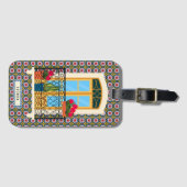 植物とタイルを持つリスボンハウスウィンドウ ラゲッジタグ (正面横)