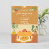 植物とダイニングテーブル感謝祭招待状 招待状 (スタンド正面)
