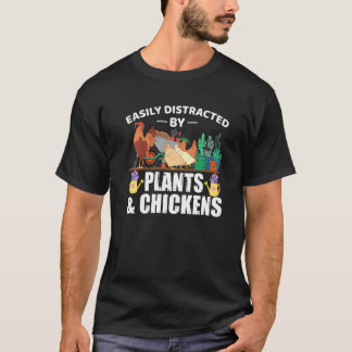 植物とニワトリに夢中 ファーマー・シック Tシャツ