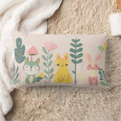 植物とパステルの生物 ランバークッション (ブランケット)