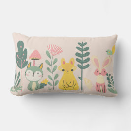 植物とパステルの生物 ランバークッション