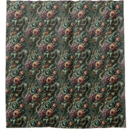 植物とパンデモニウム – ゴシック様式のバロック シャワーカーテン