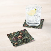 植物とパンデモニウム – ゴシック様式のバロック スクエアペーパーコースター (インサイチュ)
