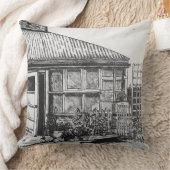 植物とフェンシングを持つ庭の犬のスケッチ クッション (ブランケット)