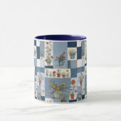 植物とレトロブルージャンデニムパッチワークフローラ マグカップ (中央)