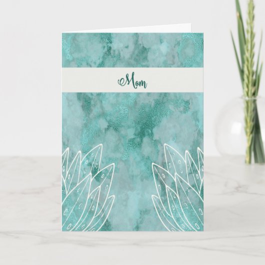 植物と母のターコイズの母の日カード カード (正面)