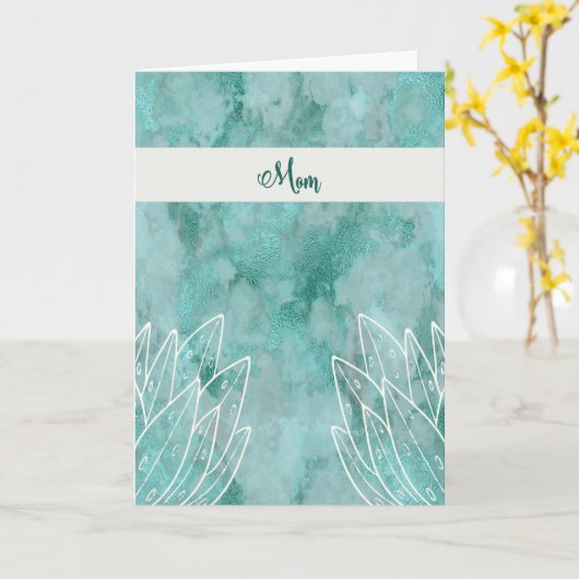 植物と母のターコイズの母の日カード カード (黄色い花)