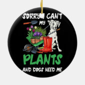 植物と犬の恋人ガーデニングとおもしろいガーデニング セラミックオーナメント (裏面)