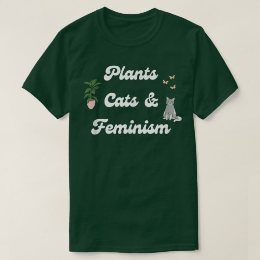植物と猫のためのフェミニズム女性の女性リ Tシャツ (デザイン正面)