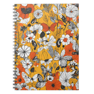 植物と蝶の芸術が描かれたノートブック ノートブック