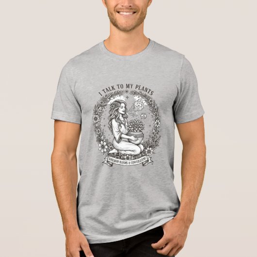 植物と話す ユーモアTシャツ トライブレンドTシャツ (正面)