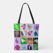 植物と鳥シルエット動物自然アート トートバッグ (裏面)
