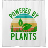 植物によって動力をおもしろい与える緑のビーガンヴィンテージ夕日 シャワーカーテン (正面)