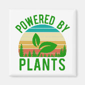 植物によって動力をおもしろい与える緑のビーガンヴィンテージ夕日 マグネット (正面)