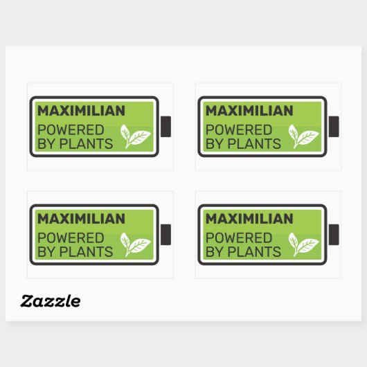 植物による電源緑色の完全な電池名のカスタム 長方形シール (シート)