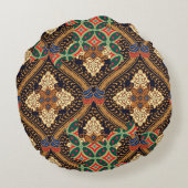 植物に基づくインドネシアのろうけつ染め:特徴的なパターン ラウンドクッション (裏面)