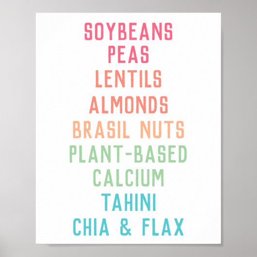 植物に基づくカルシウム源ビーガン栄養 ポスター (正面)