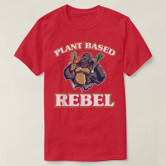 植物に基づく反逆ベジタリアンゴリラビーガン活性 Tシャツ (デザイン正面)