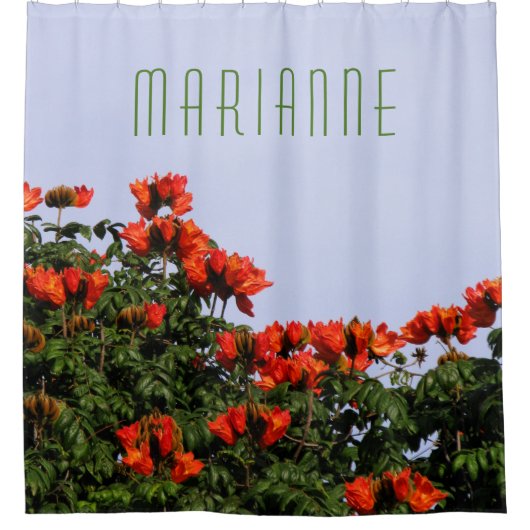 植物のアフリカのチューリップ木 シャワーカーテン (正面)