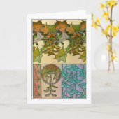 植物のアールヌーボースタイル,ミュシャ カード (黄色い花)