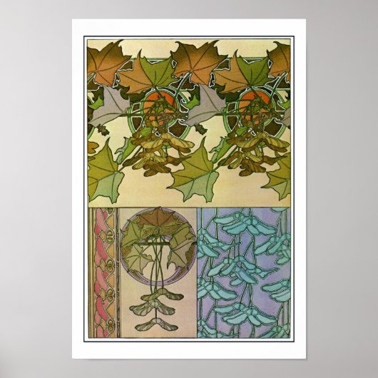 植物のアールヌーボースタイル,ミュシャ ポスター (正面)