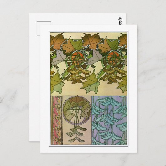 植物のアールヌーボースタイル,ミュシャ ポストカード (正面/裏面)