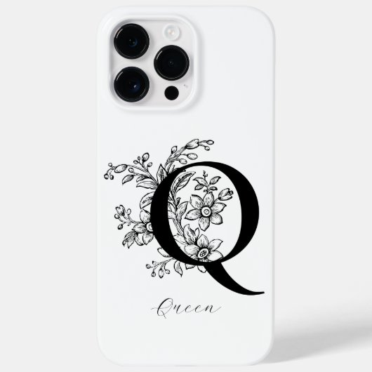植物のイニシャルQモノグラム名入り Case-Mate iPhoneケース (裏面)