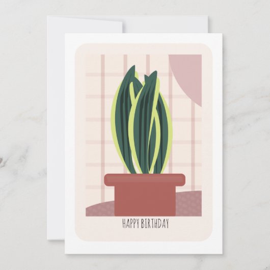 植物のイラストの背の高い誕生日カード カード (正面)