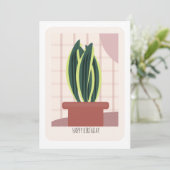 植物のイラストの背の高い誕生日カード カード (スタンド正面)