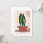 植物のイラストの背の高い誕生日カード カード (正面/裏面インサイチュ)