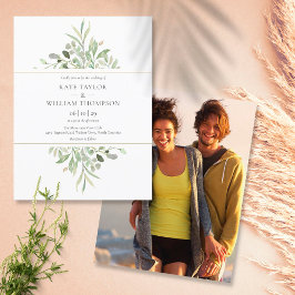 植物のイラストを使ったオシャレな結婚式の写真 インビテーションポストカード