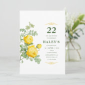 植物のエレガンス 黄緑の花 22歳の誕生日 招待状 (スタンド正面)