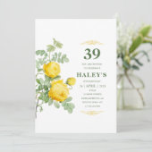 植物のエレガンス 黄緑の花 39歳の誕生日 招待状 (スタンド正面)