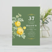 植物のエレガンス 黄色と緑の花 37歳の誕生日 招待状 (スタンド正面)