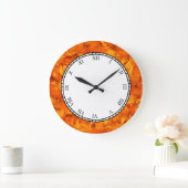 植物のオレンジ庭の花のローマディジット ラージ壁時計 (ホーム)