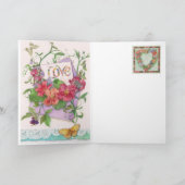 植物のカスタムなバレンタインのテディベア シーズンカード (内部)