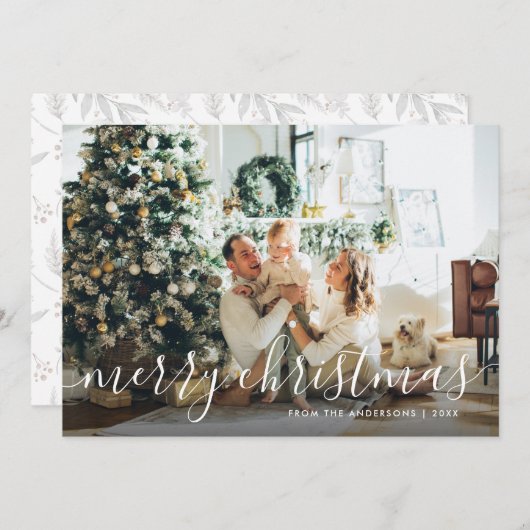 植物のカリグラフィー写真 メリークリスマスカード シーズンカード (正面/裏面)