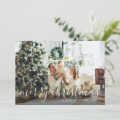 植物のカリグラフィー写真 メリークリスマスカード シーズンカード (スタンド正面)