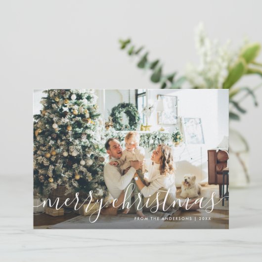 植物のカリグラフィー写真 メリークリスマスカード シーズンカード (スタンド正面)